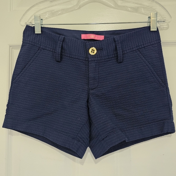 Lilly Pulitzer Callahan Shorts True Navy Jacquard Wave Size 00 - Picture 3 of 15